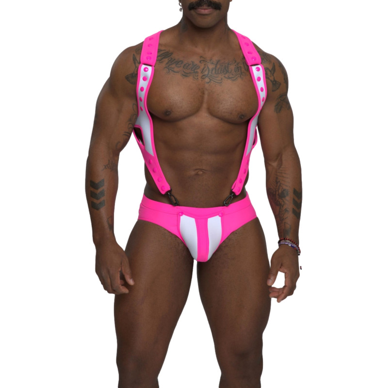 Sparta's Harness Body Slip Nettuno Rose Neon